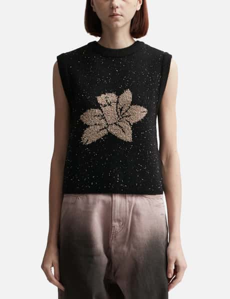 Lesugiatelier Merino Wool Blended Flower Vest