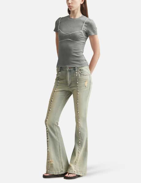 Grey Lace-Trim Bralette Detail T-Shirt view 14