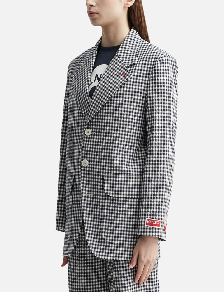 Kenzo Blazer Oversize Vichy Femme Bleu Nuit In Dark Blue