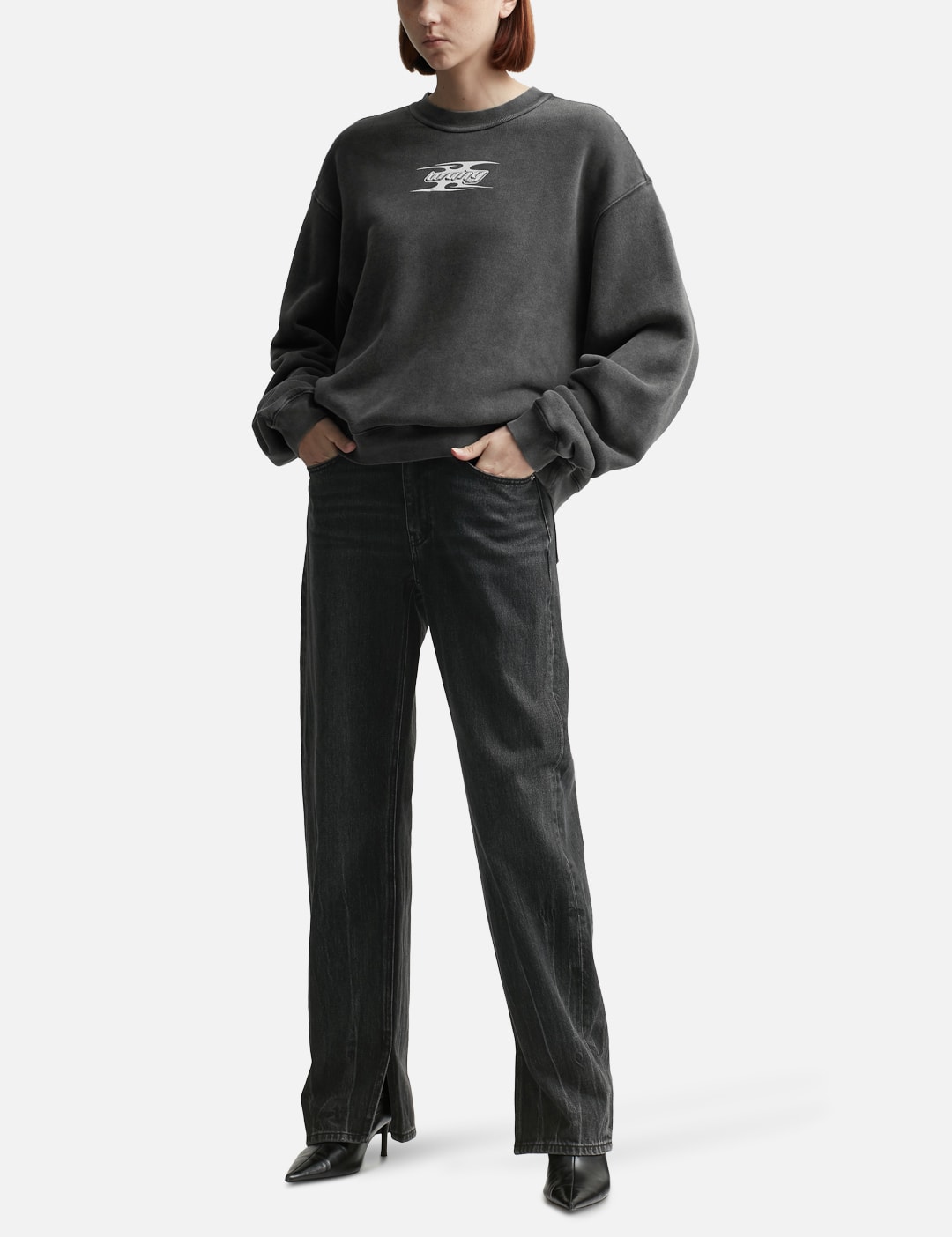 Pre-Styled Straight-Leg Slit-Hem Jeans view 12