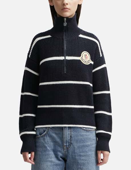Moncler Striped Wool Polo Neck Jumper