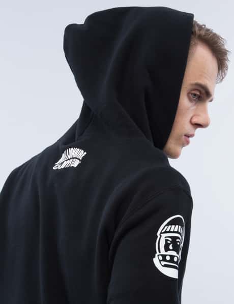 curved logo-print hoodie