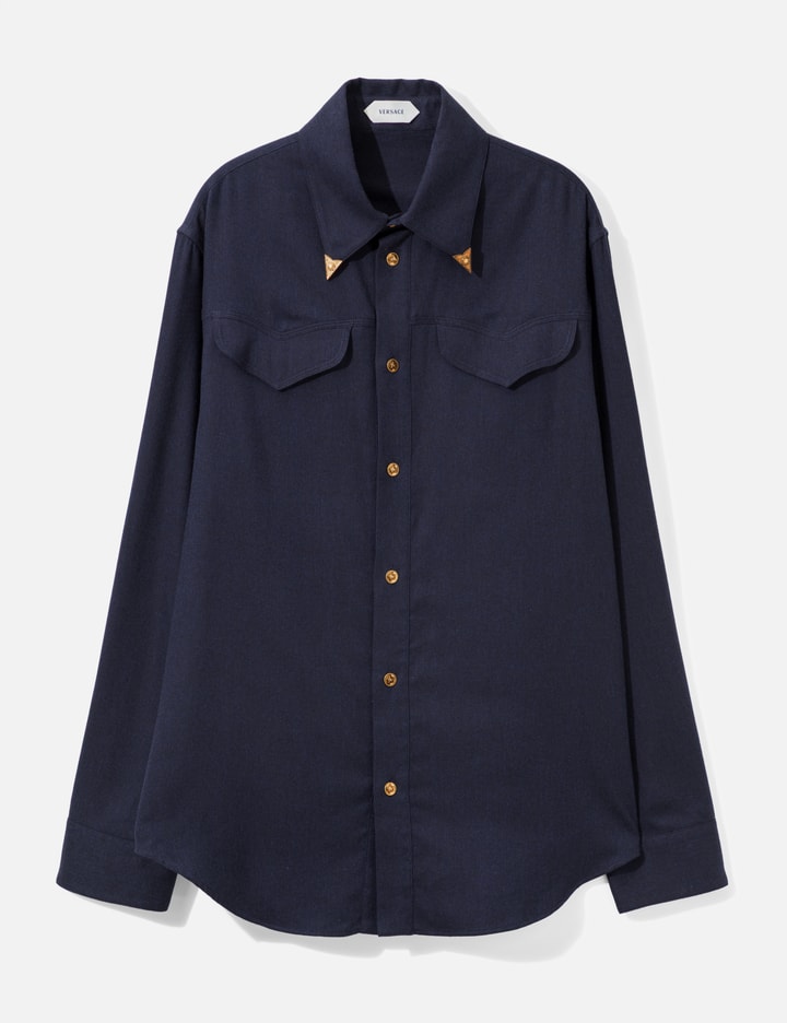 Versace Herringbone Flannel Cotton Regular Shirt