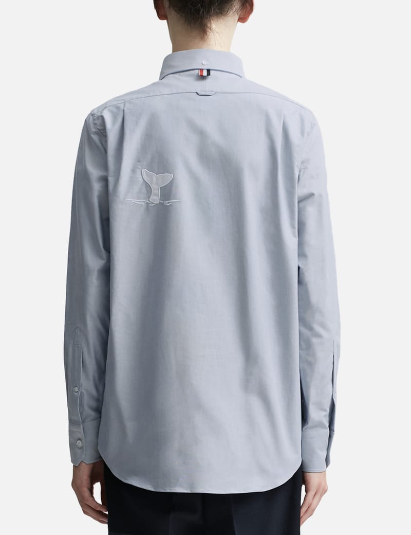 Thom Browne embroidered-whale detail shirt - Blue