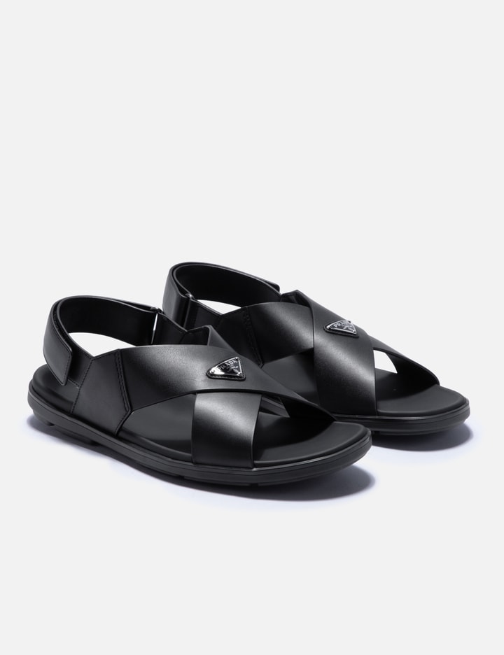 Shop Prada Strap Sandals In Black