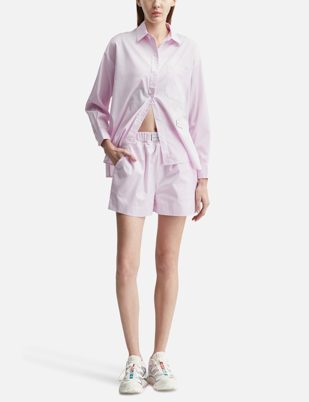 Paloma Shorts Pink & White Stripe view 12