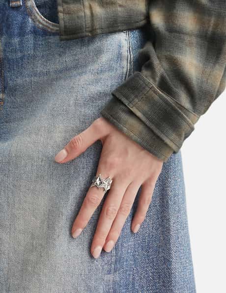 Long Diamond Star Ring view 15