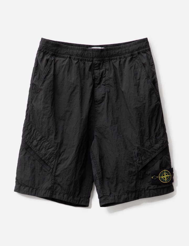 Shop Stone Island Nylon Metal In Econyl® Regenerated Nylon Bermuda Shorts In Black