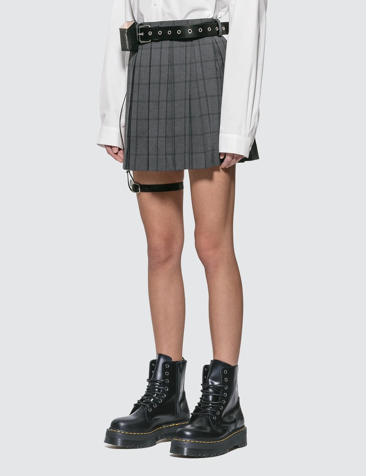 Pleated Skirt With Leather Belt Placeholder Image