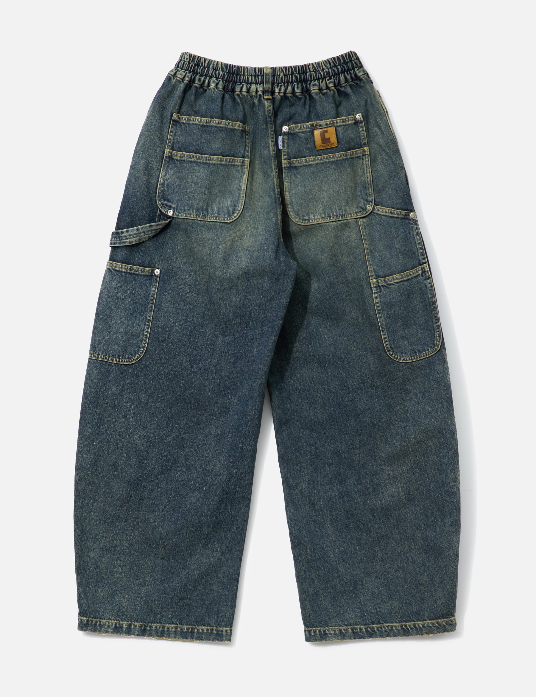 Vintage Dyed Selvedge Denim Double Knee Curved Worker Pants view 17