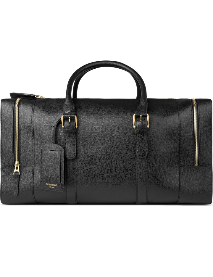 Black Pebble Grain Leather Weekend Holdall Duffle Bag Placeholder Image