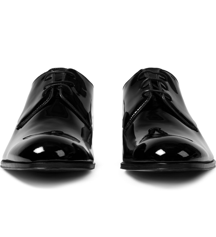 Black Poitier Patent Derby Shoes Placeholder Image