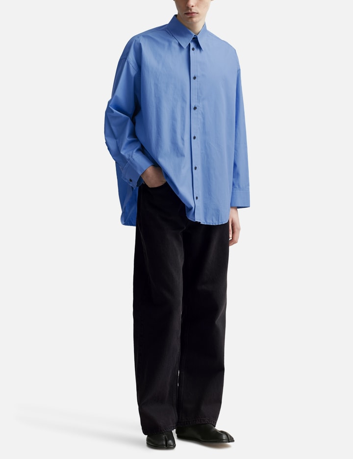 Blue Thomas Mason Poplin Raw Edges Structured Shirt Placeholder Image