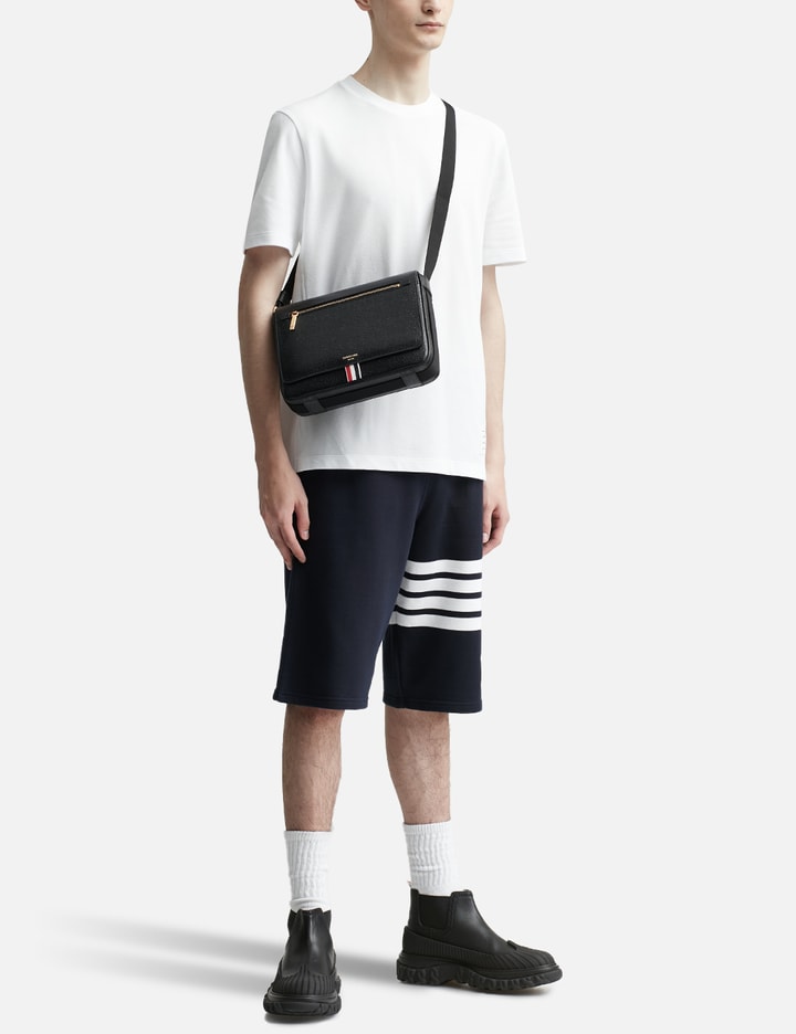 OFF-WHITE Binder Logo-Print Embossed Full-Grain Leather Messenger