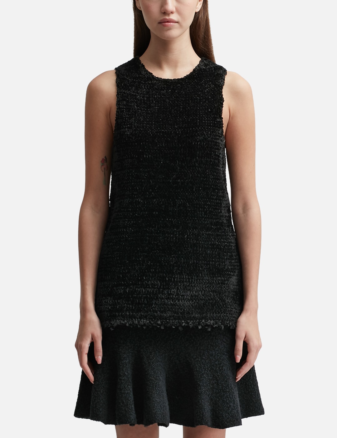 FRAYED VELVET KNITTED TANK TOP