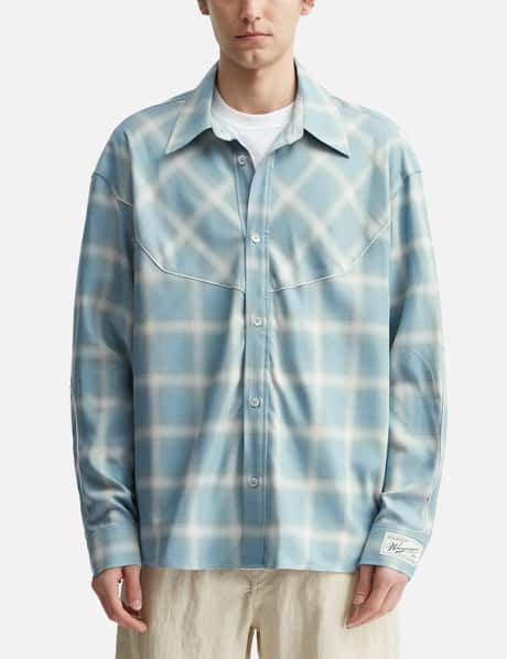 Blue Gradient Check Western Shirt view 10