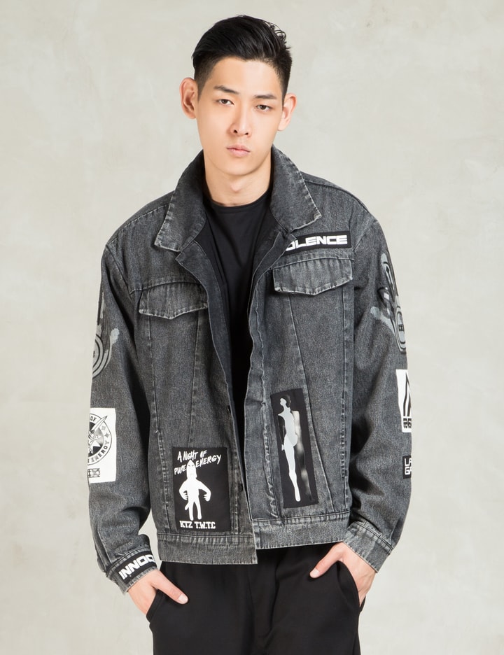Black Basic Denim Jacket With Patches Placeholder Image