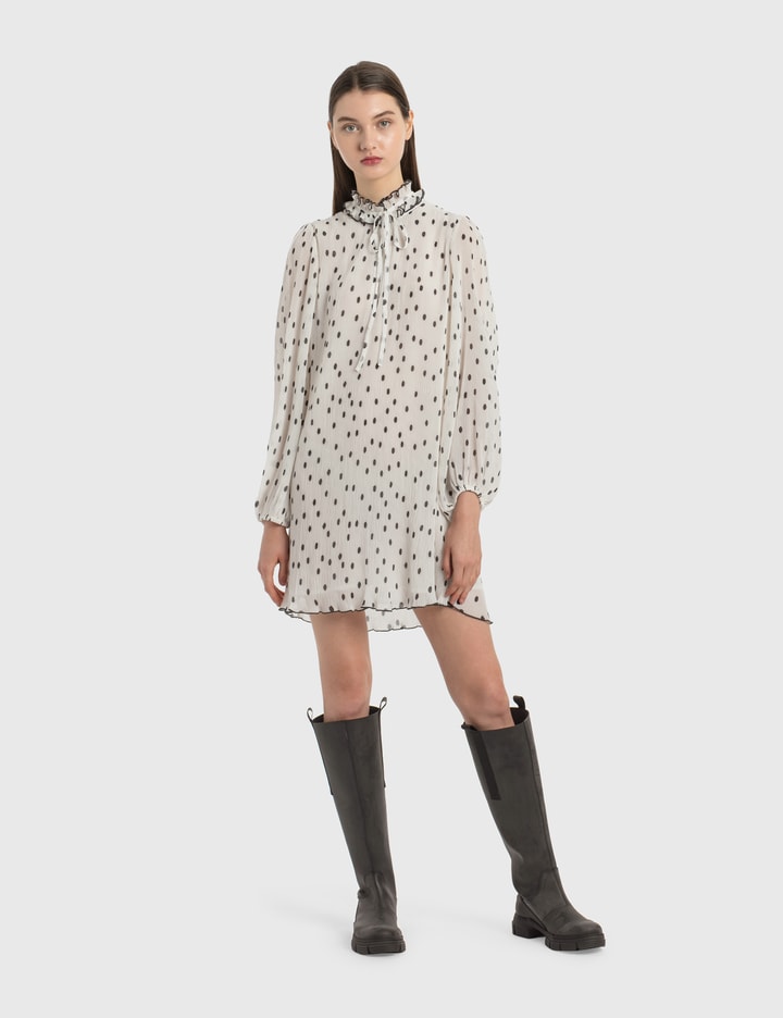 ganni pleated mini dress Ganni Textured Cloqu Pleated Mini Dress HIVE