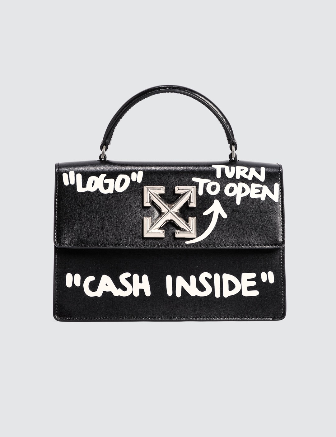 Off-White Black Leather Jitney Cash Inside Crossbody Bag Off