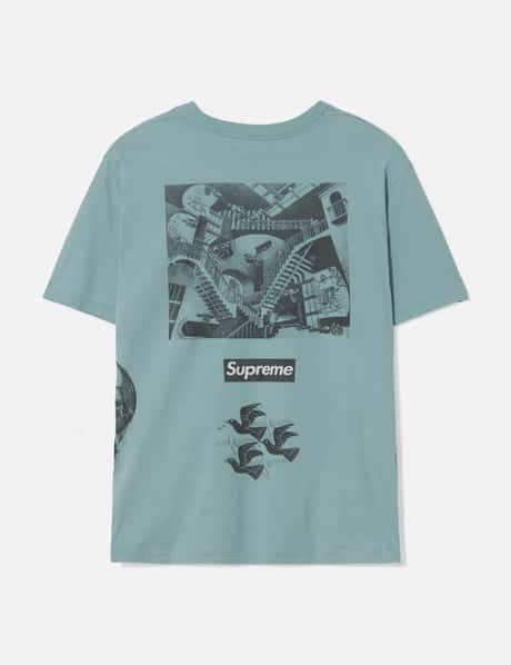 Supreme Escher Collage Tee 藍色純棉Tee，帶有起毛球及輕微