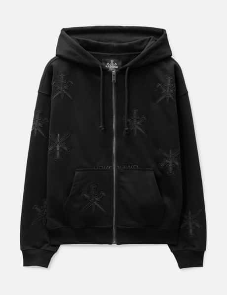 UNKNOWN Black on Black Dagger Embroidery Hoodie