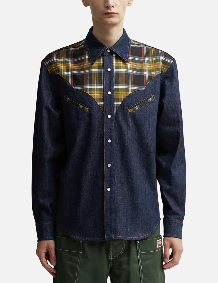 Checked Denim Cowboy Shirt Placeholder Image