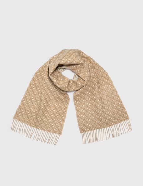 Burberry Tb Monogram Scarf Burberry Tan Cashmere TB Monogram