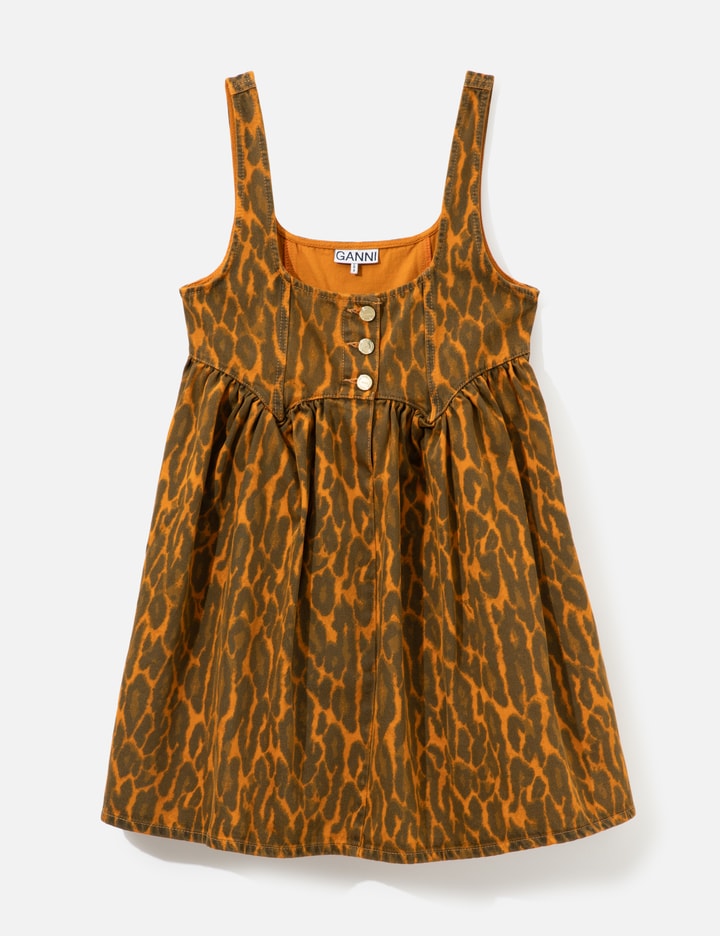 Ganni Dress In Leopard Denim