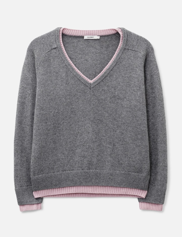 Glowny Raccoon Hazy Layered V-Neck Knit
