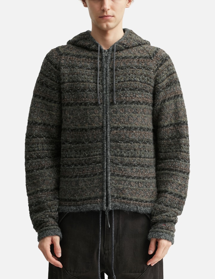 Fair Isle Felted Knit Zip Up Hoodie Placeholder Image