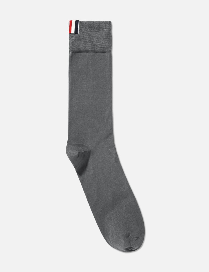 Shop Thom Browne Lightweight Cotton 4-bar Mid-calf Socks In Grey