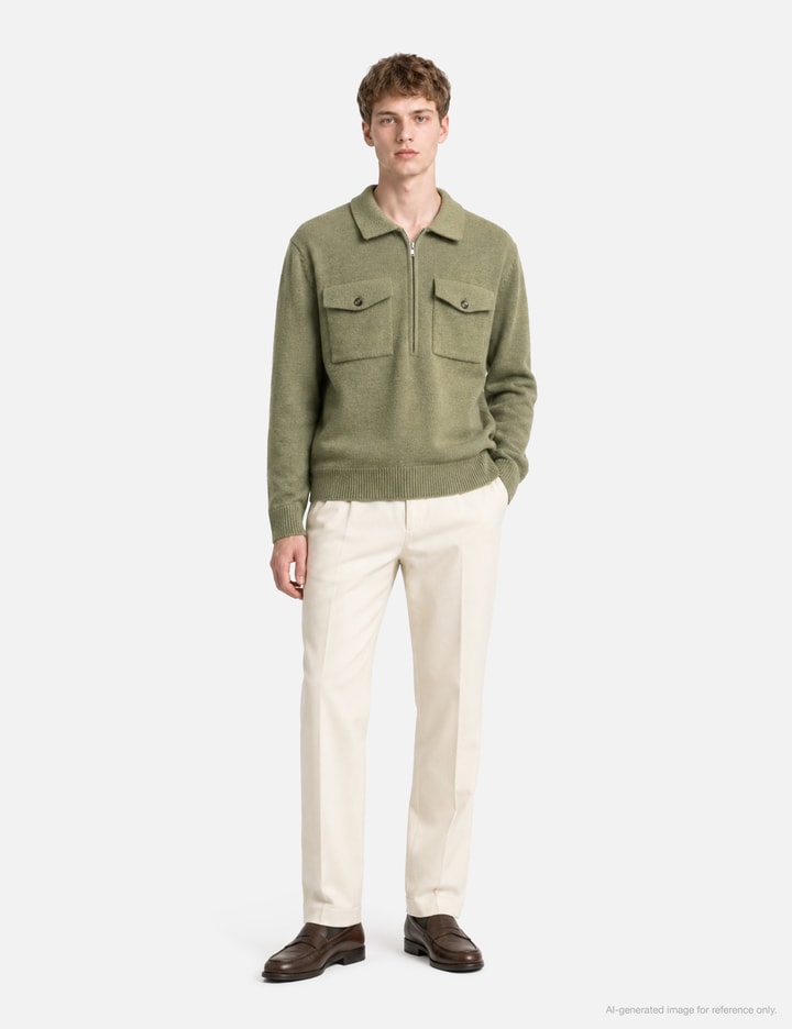 Moondal Pocket Collar Knit In Khaki