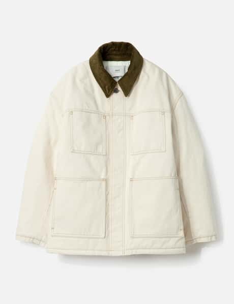 Ami White Cotton Padded Worker Jacket