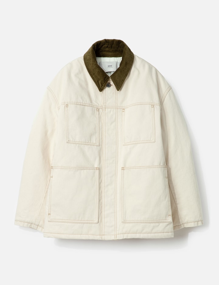 White Cotton Padded Worker Jacket Placeholder Image