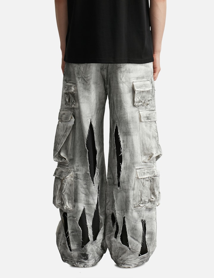 Waxed White Cargo Trousers Placeholder Image