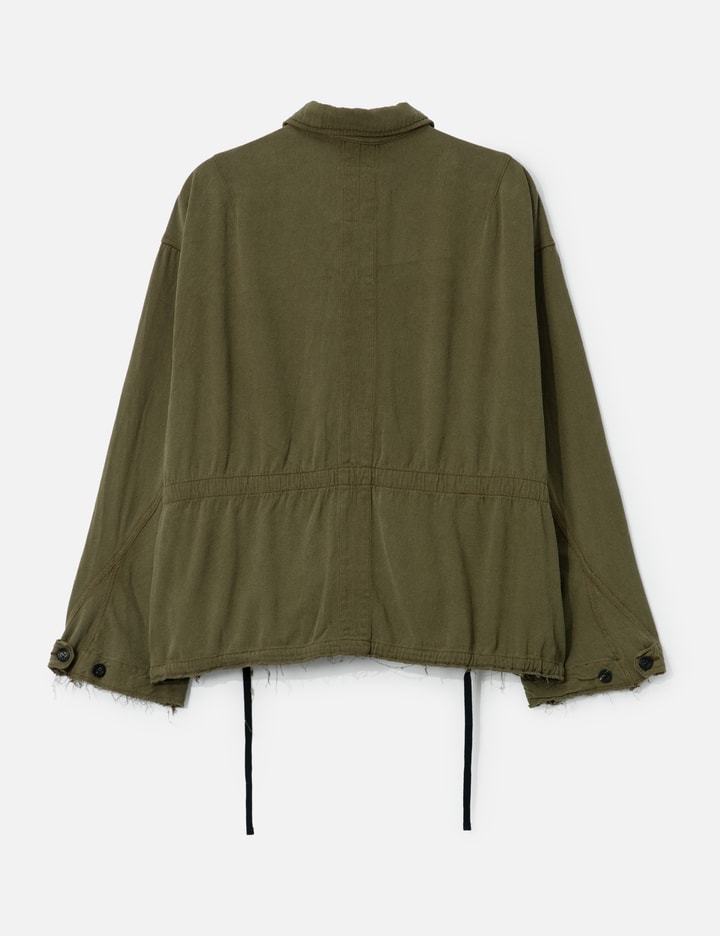 Ancellm Silk Suede Field Jacket In Green
