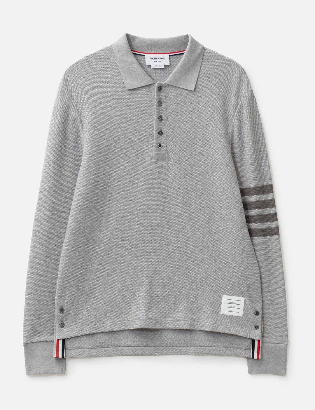 Textured Pique 4-Bar Long Sleeve Polo