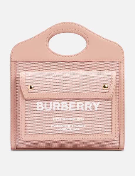 Burberry Mini Cotton Canvas and Leather Pocket Bag