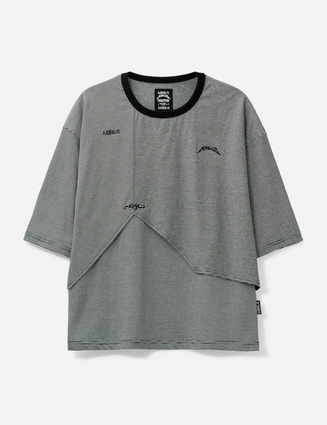 Paneled Stripe Cropped T-Shirt view 7