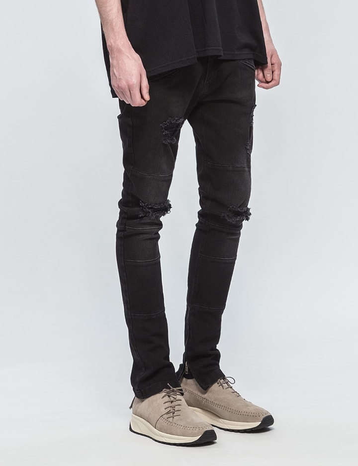 Ripped Biker Denim Jeans Placeholder Image
