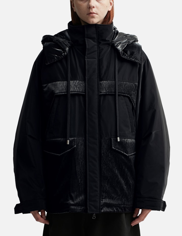 Oversized Mixed Fabric Quilted Parka Placeholder Image