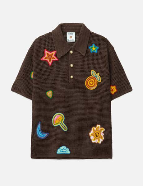 Casablanca Motif Crochet Polo Shirt