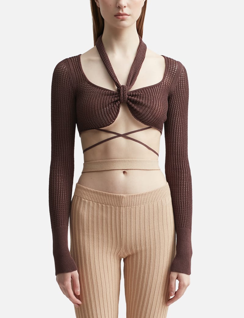 ANDRE?DAMO FISHNET KNIT CROP TOP