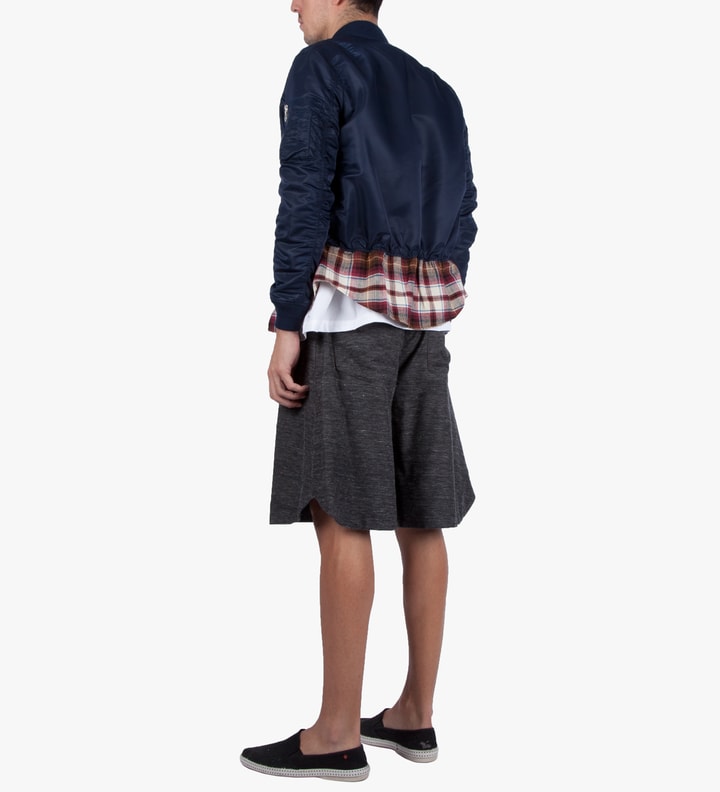 PHENOMENON Navy Check Mix MA-1 Blouson Jacket