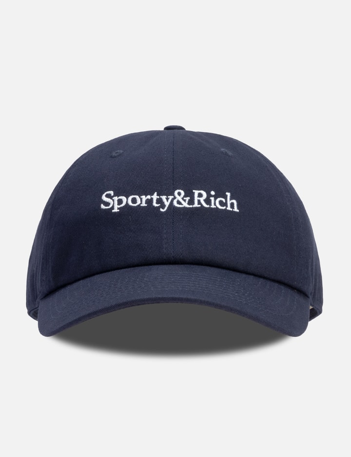 Sporty & Rich Serif Logo Hat In Blue