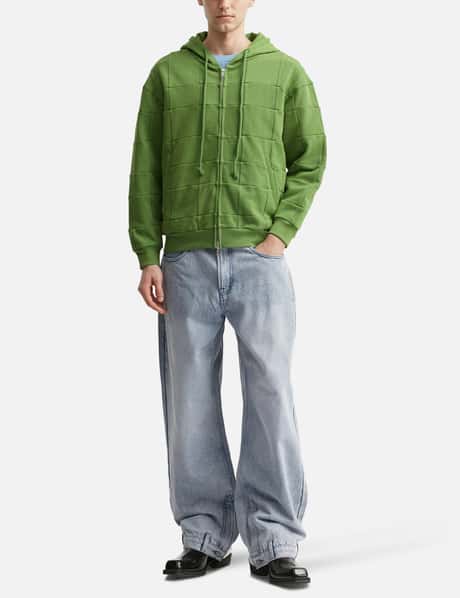 Green Patchwork Zip Up Hoodie view 15