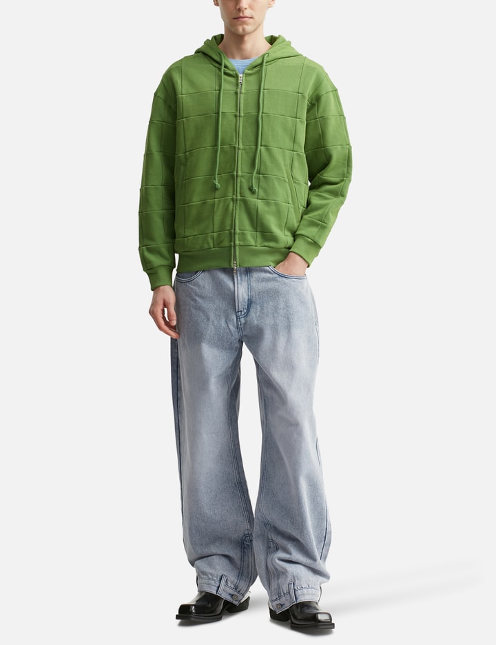 Green Patchwork Zip Up Hoodie Placeholder Image