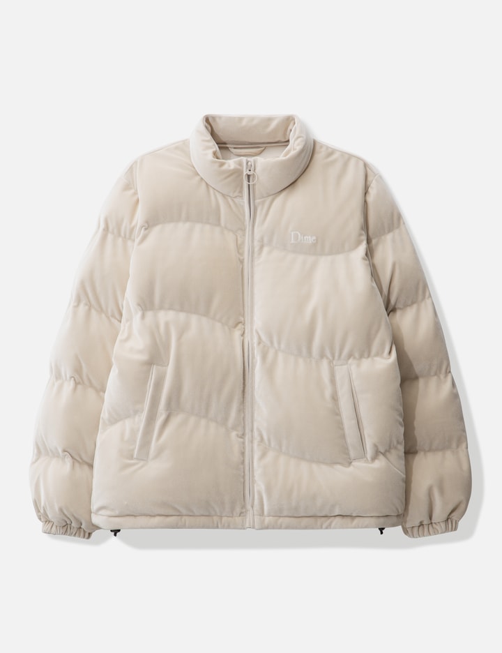 Dime Velvet Quilted Puffer In Beige