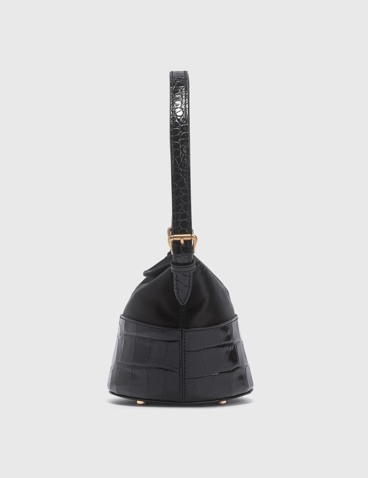 Mini Jamie Black Croco Embossed Leather And Black Silk Top Handle Bag Placeholder Image