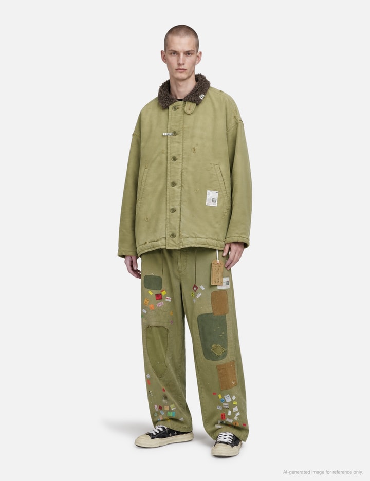 Maison Mihara Yasuhiro Price Tag Sticker Print Repaired Pants